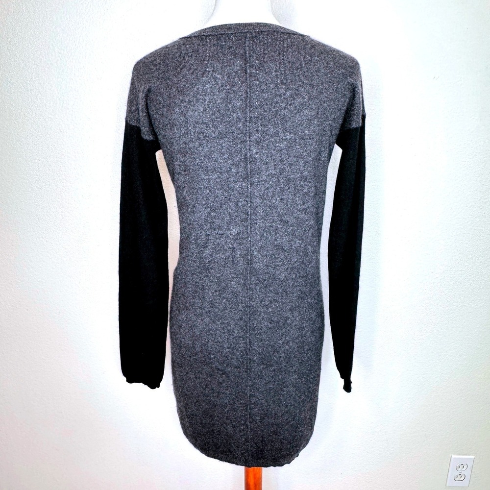 360 CASHMERE Crewneck Sweater Dress SMALL Colorblock Black & Gray Minimal Luxury - Picture 6 of 8